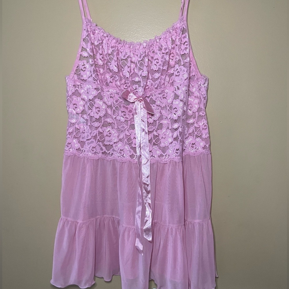 Pink Lace Cami Sheer Vintage Y2K